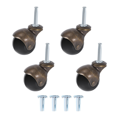 Pacote com 4 rodas de 2 polegadas com haste de rodízio de esfera com soquetes, giratório antigo vintage para móveis, sofá, cadeira, gabinete