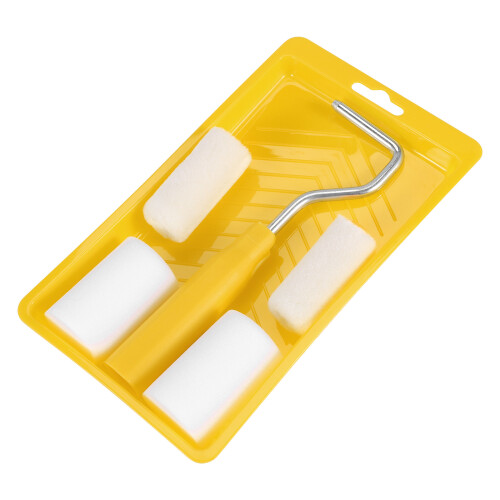 6Pcs Mini rolo de espuma para pintura, kit de decoração, 2 polegadas, pequeno para reparo de parede, pincel 1