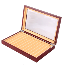 Présentoir à stylos en bois à 12 compartiments, boîte de rangement transparente pour stylos plume de luxe, organisateur de collection, rouge