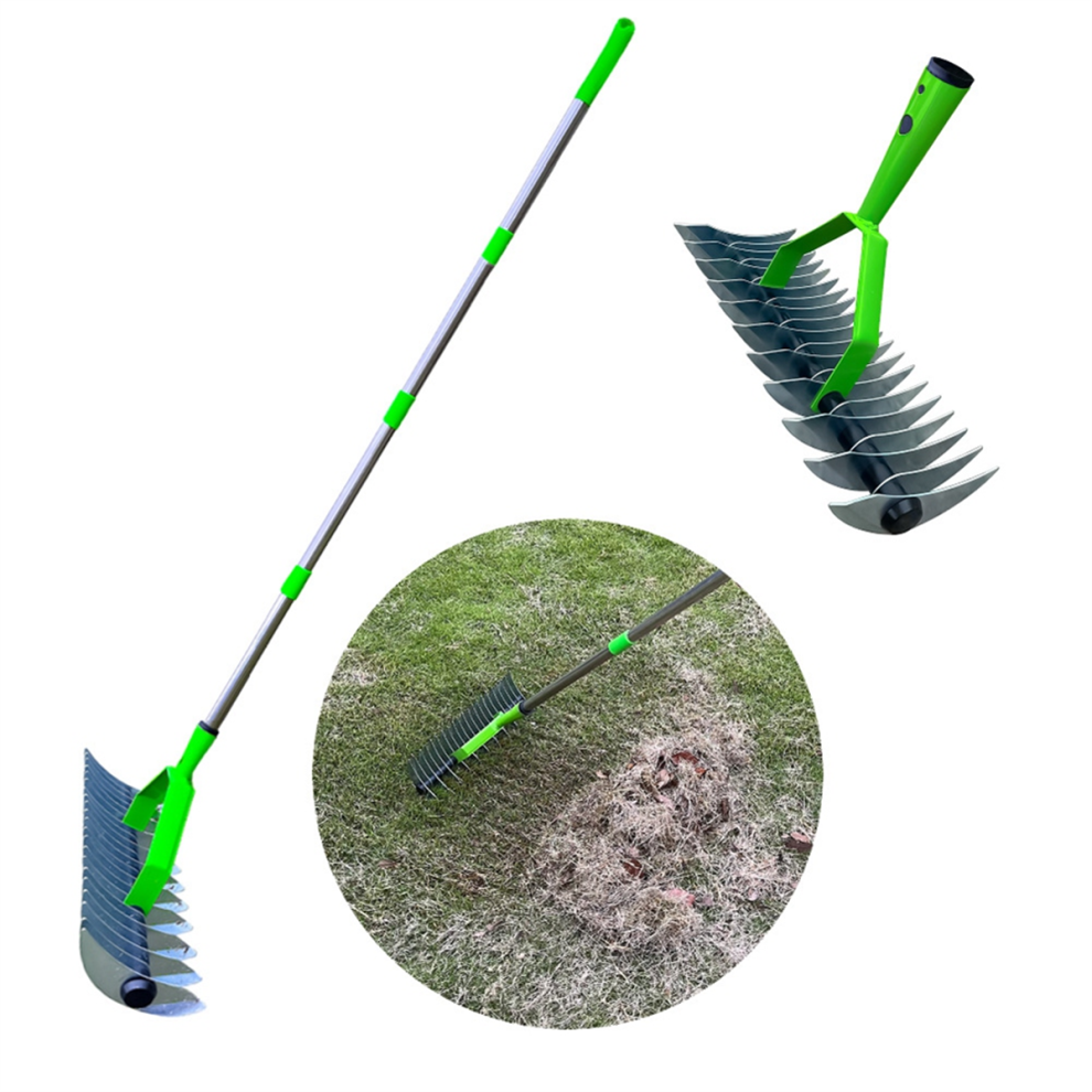 Kopinma Thatch Rakes, Lawn Weeder Multipurpose Grooming Rakes for Cleaning Dead Grass, with Handle