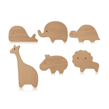 Pomelli per mobili in legno a forma di animali, decorativi, con viti, in legno, animali marini, 6 pezzi