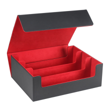 1800+ Kaartendoos voor ruilkaarten, magnetische opbergdoos met bovenlader en zijlader voor spelkaarten, zwart en rood