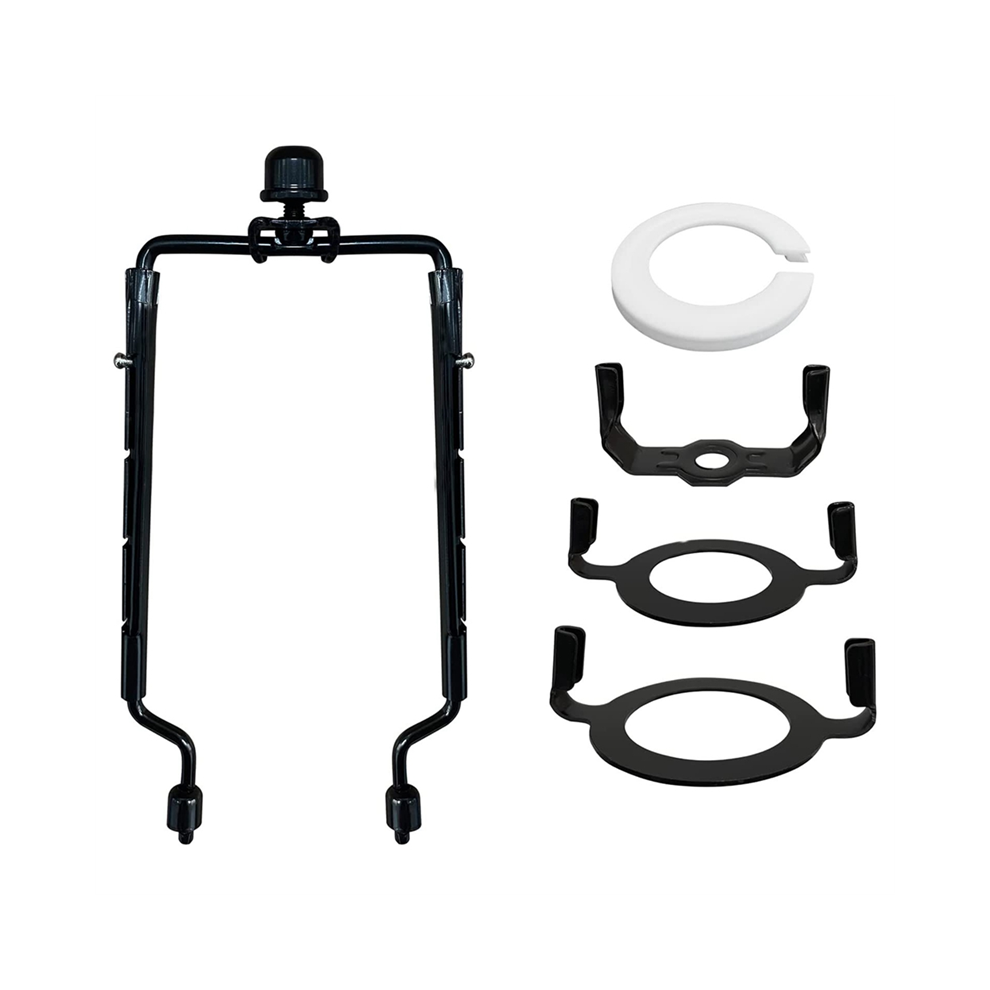 Kit de support d'abat-jour réglable de 7 pouces avec adaptateur de base de lampe E14, E26, E27, cadre en corne noire, support d'abat-jour