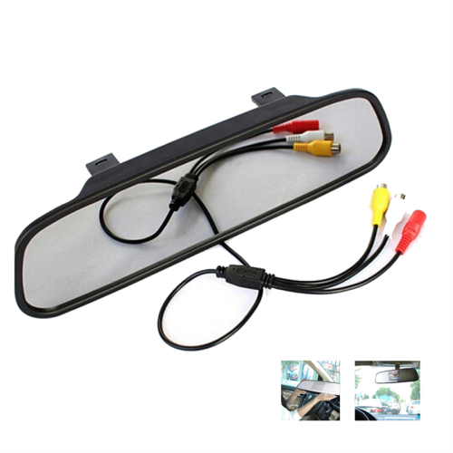 4,3 polegadas espelho retrovisor display carro hd tela lcd dvd câmera de ré acessórios 2