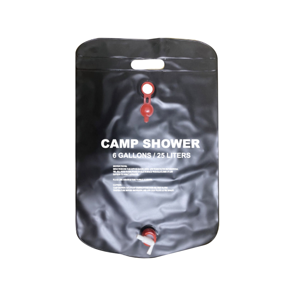 Sac de douche de camping 25 L, chauffage à énergie solaire, portable, pliable, pour extérieur, voyage, randonnée, escalade, PVC, noir