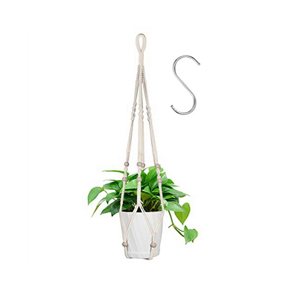 Hangmanden, 4-pack katoenen touw macramé plantenhanger met haken - 80CM & 100CM