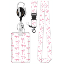 Badgehouder intrekbare clip met lanyard, strikprint lanyard ID-houder, afbreekbare lanyards voor badges voor vrouwen