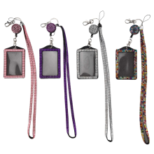 4 sets strass lanyard ID-kaarthouder kristal intrekbare badge reel nek