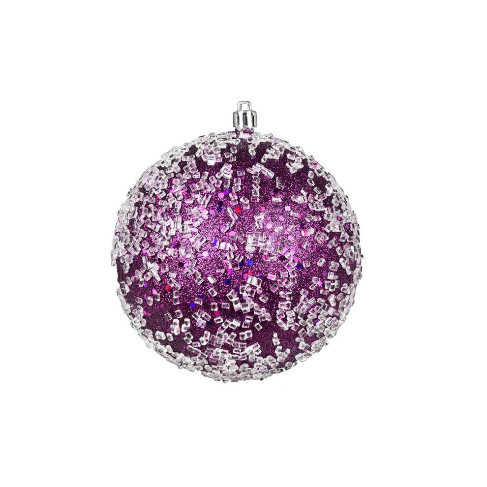 Vickerman N190226D 4.75 in. Glitter Hail Ball Ornament, Plum - 4 Per Bag-image-OPC-PGF96BZ-NEW
