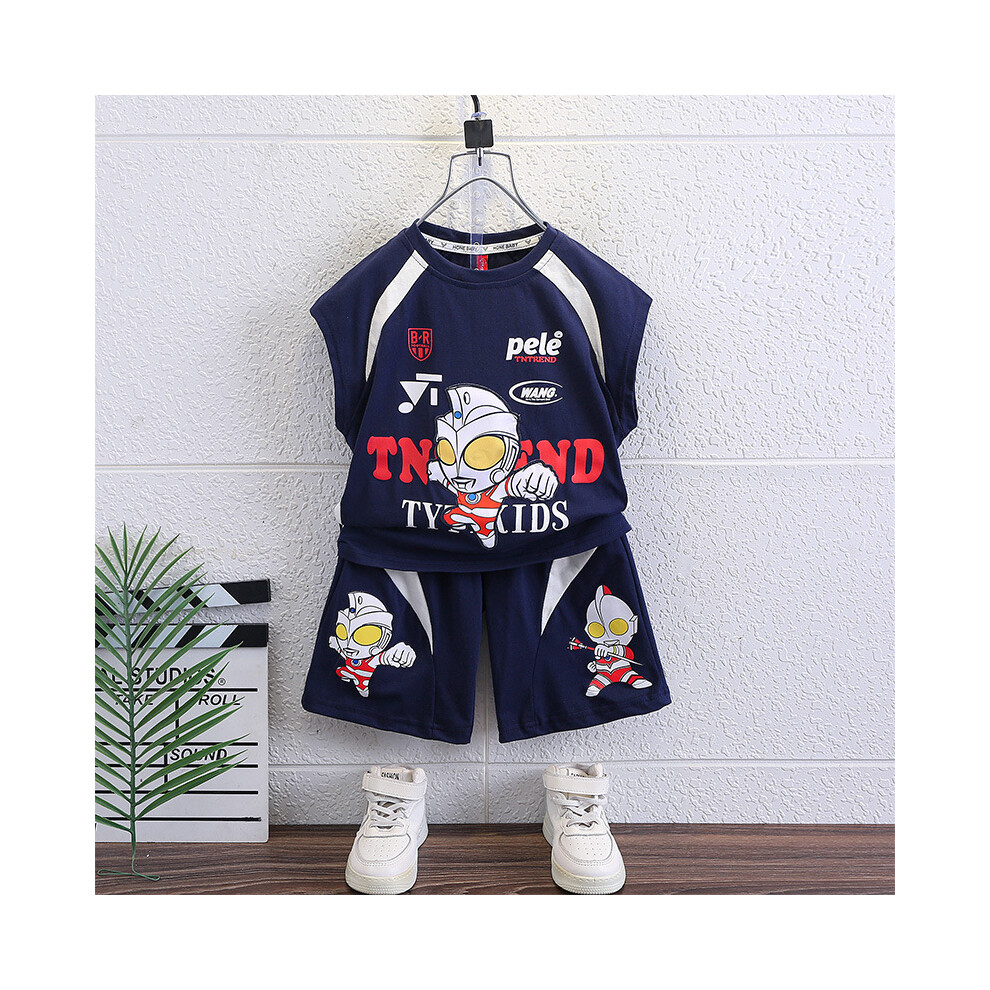 (Dark Blue, 120cm) Ultraman Boys Charming Summer Set Cozy Cotton Sleeveless Tshirt And Shorts Ideal For Little Boys-image-OPC-PGF96N2-NEW