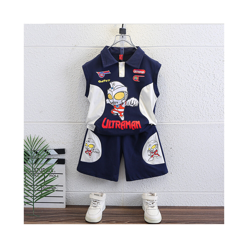 (Navy Vest, 100cm) Ultraman Summer Adorable Outfit For Boys Casual Twopiece Set Playtime For Perfect-image-OPC-PGF96WM-NEW