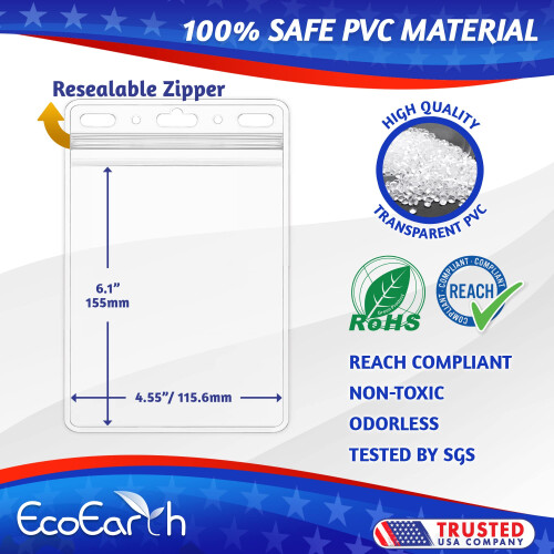EcoEarth Θήκες Διαβατηρίου 4x6 ιντσών (Διαφανείς, 100 Τεμάχια) - Μεγάλες Θήκες ID 1