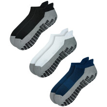 RATIVE Super Grips antislip antislip yoga ziekenhuissokken voor volwassenen heren dames (medium 3 paar / zwart + wit + marineblauw)