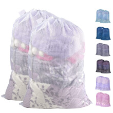 Sacos de Lavagem em Malha Extra Grande Polecasa com Etiqueta ID e Fecho de Cordão - 2 Unidades, 30 x 36 polegadas