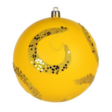 Vickerman N191778D 4.75 in. Matte Sequin Swirl Drill Ball Ornament, Yellow - 4 Per Bag