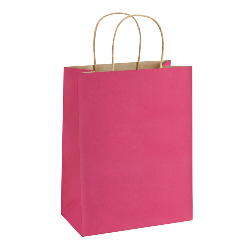 Bolsas De Regalo Bagdream Rosa Intenso De 8 X 4,25 X 10,5, 25 Unidades, Bolsas De Papel, Bolsas De Regalo De Papel Con Asas, Bolsas De Papel Para-image