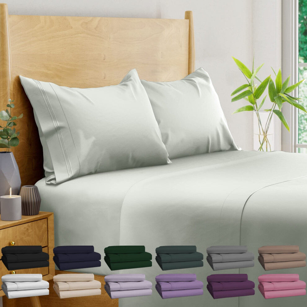 Parure de draps King Size BAMPURE Luxury Series - Draps 100 % viscose dérivée de bambou King Size - Draps rafraîchissants en viscose de bambou ul
