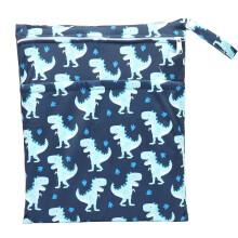 Sigzagor nedves tska babaszvet pelenka bettes tska jrafelhasznlhat kt cipzras zsebbel (Blue Dinosaurs Stomp)