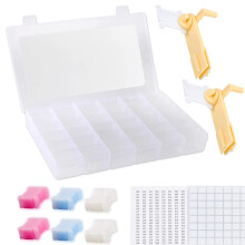 Cutie organizatoare pentru a?a de broderie Instrumente - nfa?urator de bobina 1 deta?abil 36 de compartimente cu 120 de bobine de a?a dentara ?i