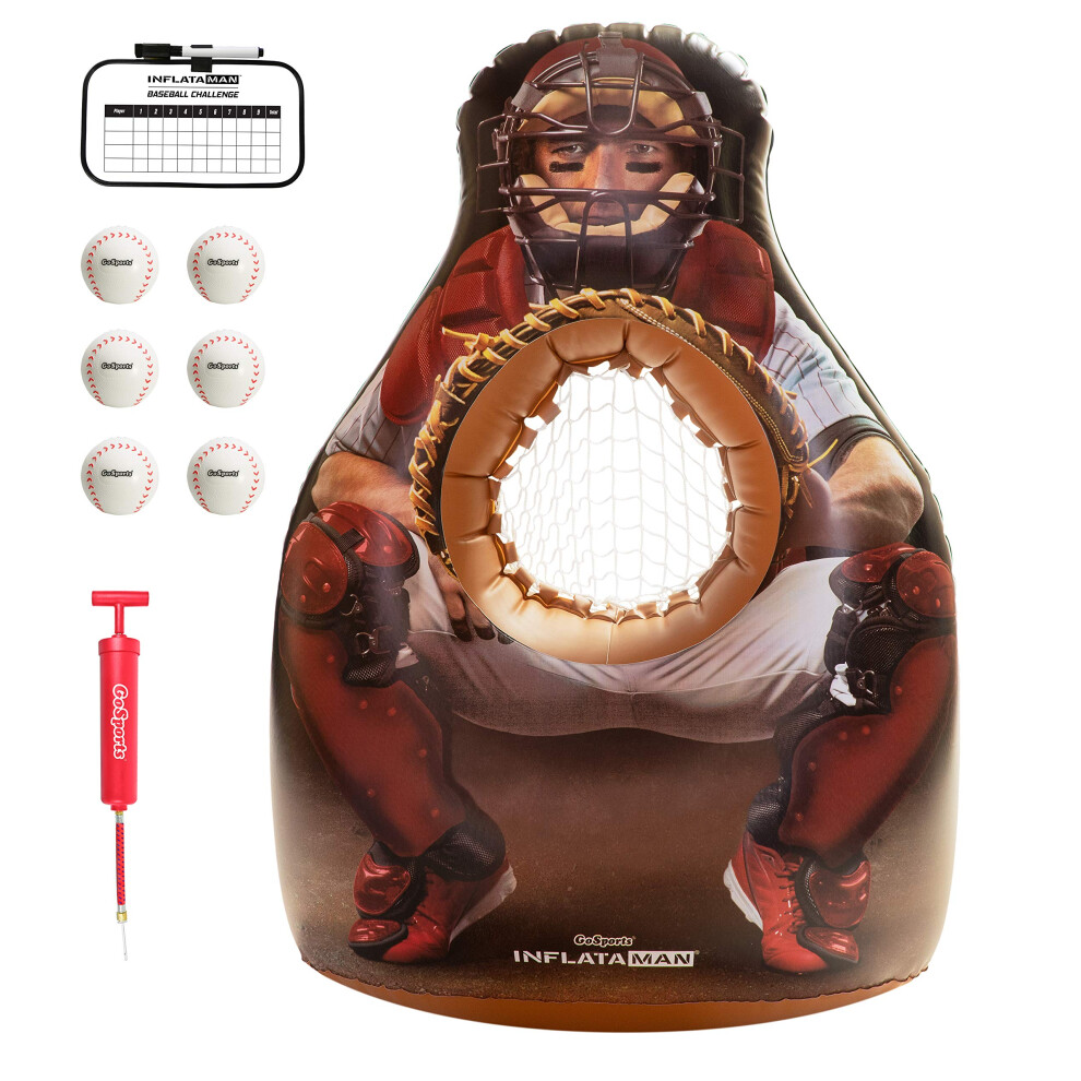 Photos - Baseball Bat GoSports Inflataman Baseball Toss Challenge - Inflatable Catcher Strike Zone Pitching Game INFLATAMAN-BASEBALL-01