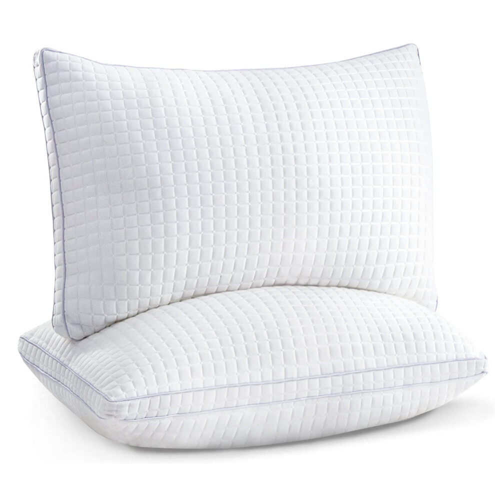 JOLLYVOgUE Pillows Queen Size Set of 2 Bed Pillows for Sleeping with Plush Fiber Fill Adjustable Hotel Pillows Firm Twin Pillows for Back Stomach S