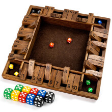 ropoda Juego de Shut The Box de 14 Pulgadas (2-4 Jugadores) para Niños y Adultos (Juego de Madera, 8 Dados) Estilo Vintage