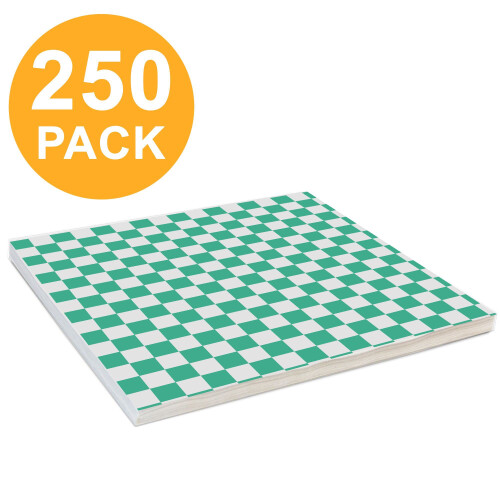 Fit Meal Prep [250 Φύλλα] 12x12" Χαρτιά Δελιδιού, Πράσινα και Λευκά Καρό, Χαρτί Σακούλας 1
