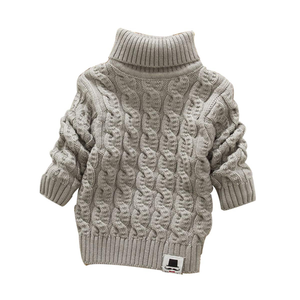 MODNTOGA Toddler Baby Boys Girls Knit Sweaters Cable Turtleneck High Collar Fall Winter Soft Warm Sweater Pullover TopsGray 12-18M-image-OPC-PFKY62H-NEW