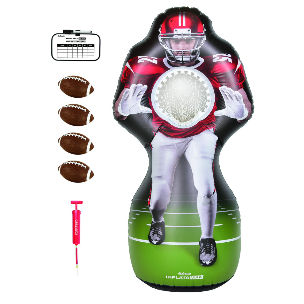 GoSports Inflataman Football Challenge - Inflatable Receiver Touchdown Toss Game Red