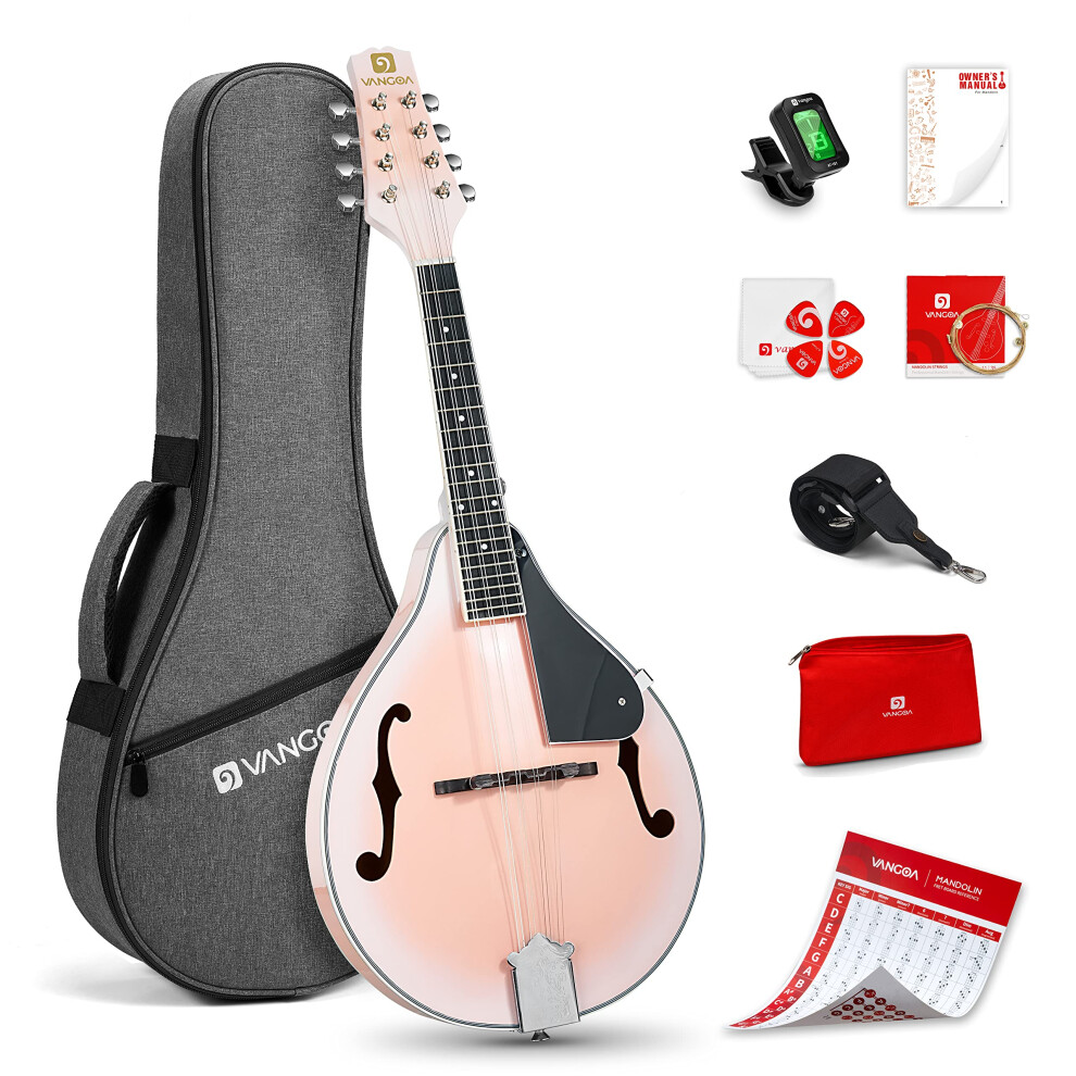 Vangoa Mandolino, Strumento Musicale A Stile A, Kit Di Strumenti Acustici, Mandolino Italiano A 8 Corde, Per Principianti Professionisti, Adulti, Adolescenti, Giovani, Bambini, Sunburst, Lucido-image