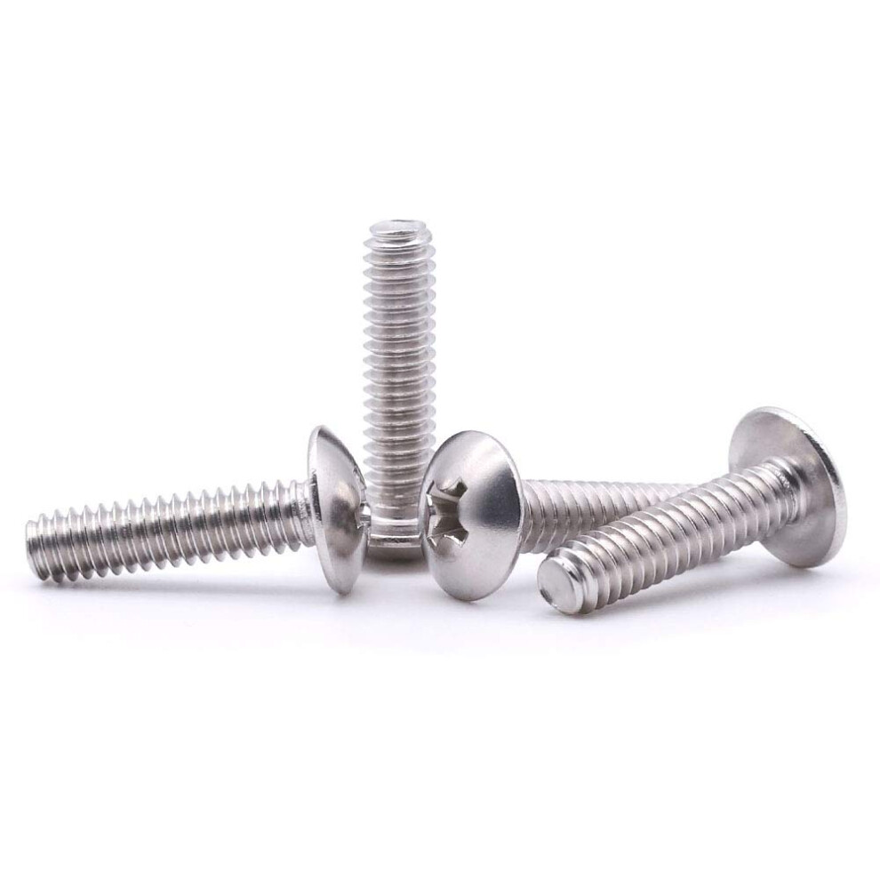 #10-24 X 3/4 Truss Head Machine Screws Phillips Drive Fully Machine Thread 18-8 Stainless Steel 304 Bright Finish Pack Of 100 634715406002