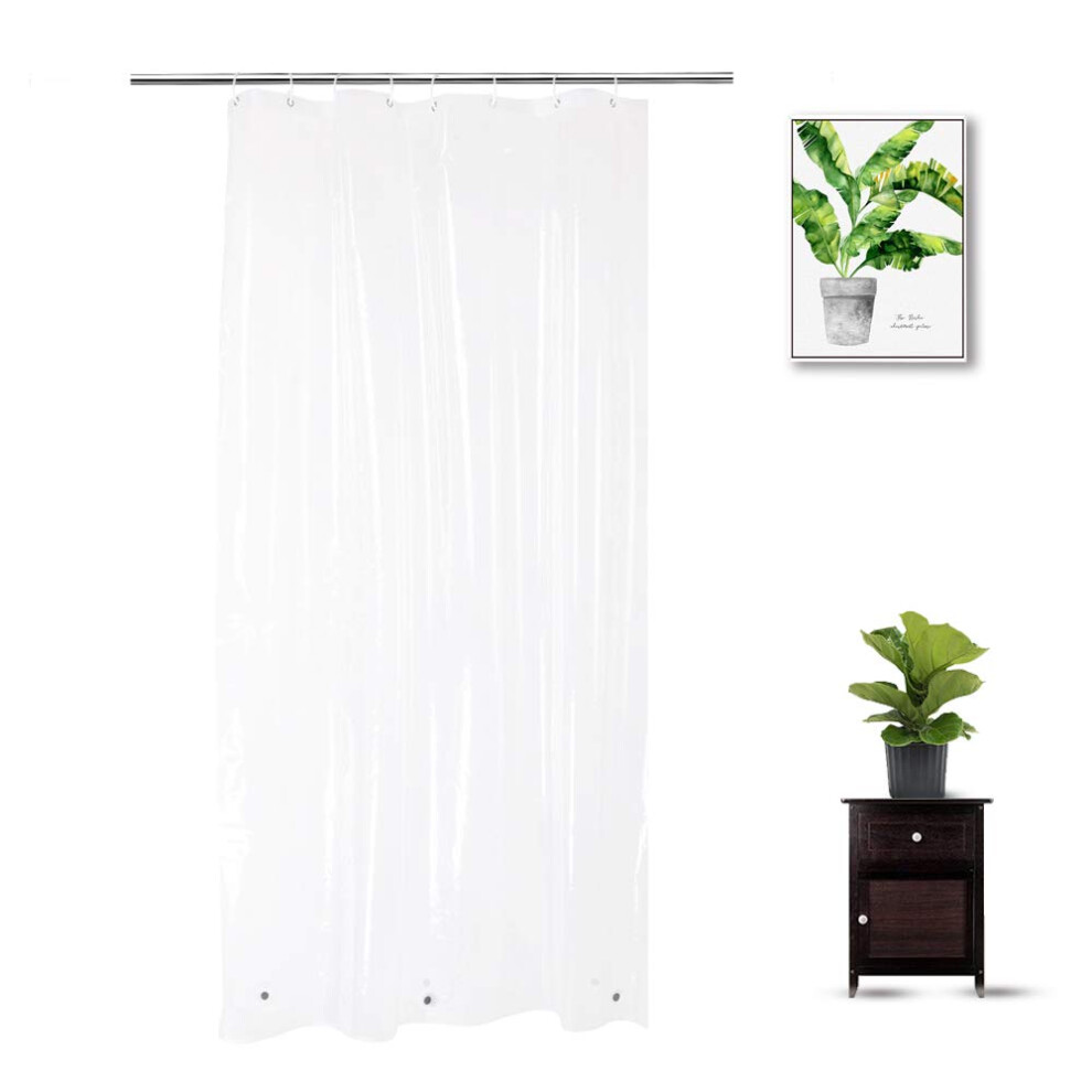 Doublure de rideau de douche 48 x 72 pouces PEVA Doublure de douche transparente lest   e avec 3 aimants et 8 crochets en plastique 100 %    tanche