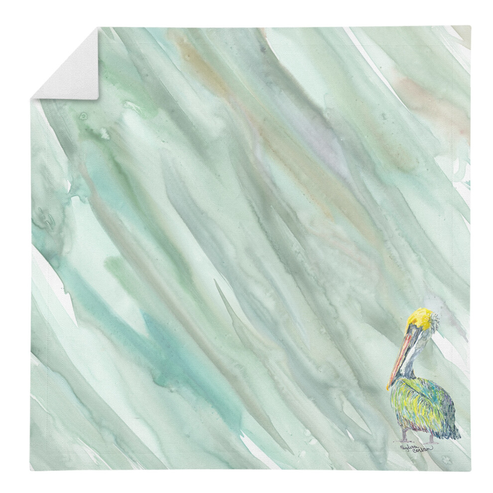 Serviette P   lican sur vert sauge SC2064NAP