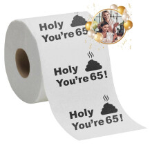 65e verjaardagsdecoraties Toiletpapier voor mannen en vrouwen - Grappig ontwerp Nieuwigheid Geweldig hilarisch grappig cadeau - Milieuvriendelijk Ultr