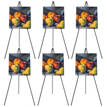 Pujiang 6 Pack Easel til display Foldbar staffeliemetal -staffelier til visning af billeder 63 """" Lettet til tegn Bryllupsplakat Holder Art Easel