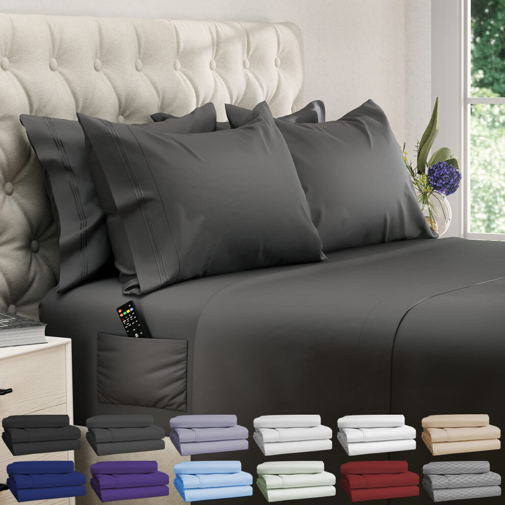 Parure de lit California King DREAMCARE - 6 draps rafra   chissants - jusqu'    15 draps California King - Collection Supreme 2500 - 100 % microfibre