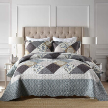 Travan 3-Piece Queen Quilt Set Quilted Bedspread Oversized Microfiber Lightweight Coverlet Set with Shams Reversible Printed Coverlet Bedding Set for