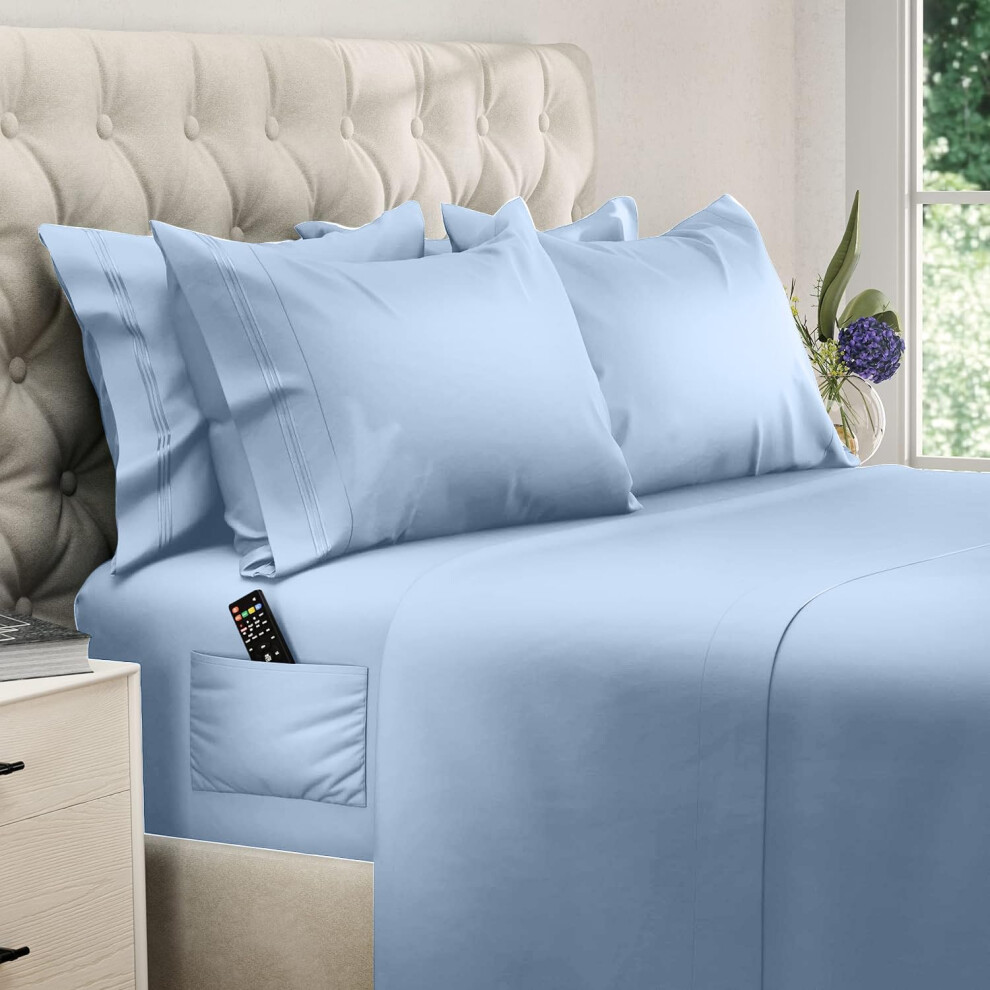 Draps DREAMCARE pour lit double - Draps rafra   chissants - Ensemble de 6 pi   ces - Ensemble de draps complet - Draps pleine grandeur - Ensembles de