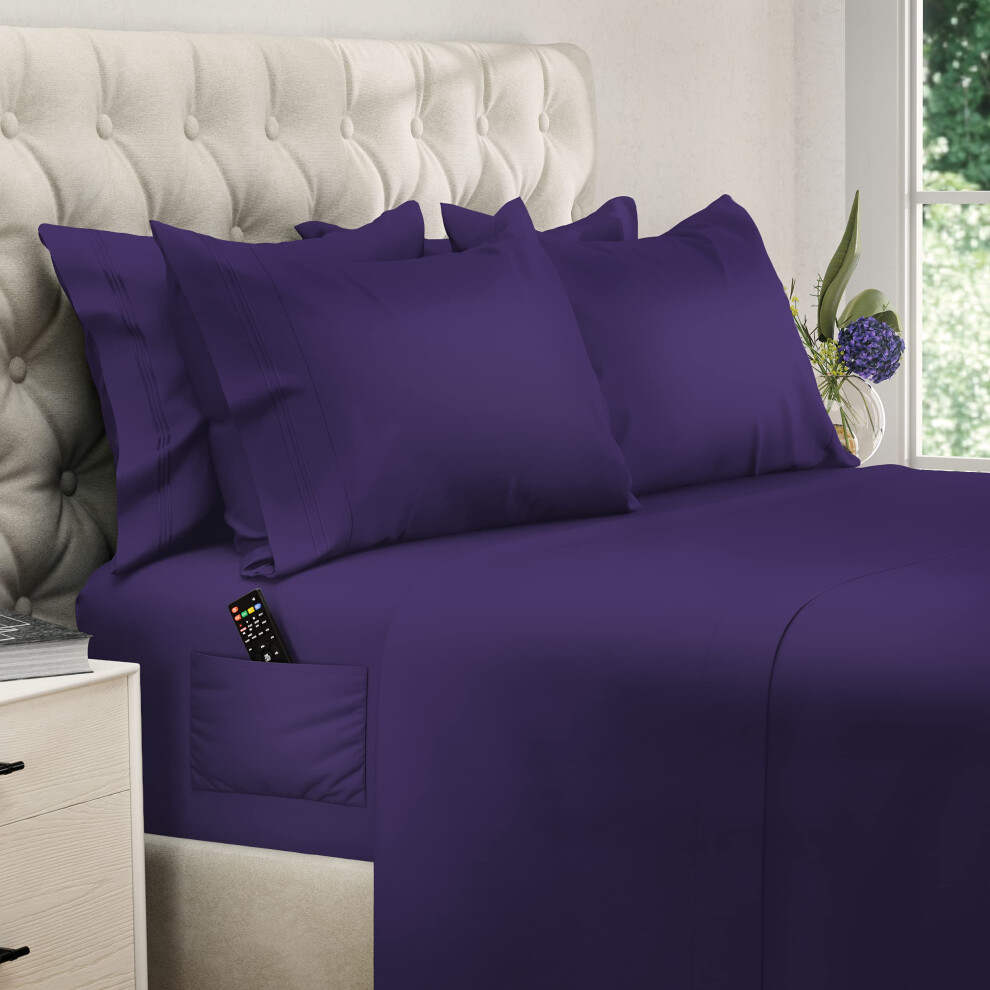 Draps DREAMCARE pour lit double - Draps rafra   chissants - Ensemble de 6 pi   ces - Ensemble de draps complet - Draps pleine grandeur - Ensembles de