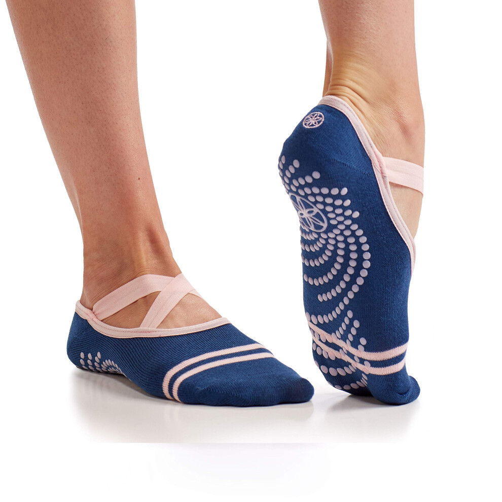 Chaussettes de yoga Gaiam - Antid?rapantes et adh?rentes pour femmes et hommes - Pure Barre Hot Yoga Pilates Ballet Dance Home - Indigo