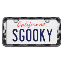 Sgooky 3D Curly Wave Pattern Nummerpladeholder Sort nummerpladeramme fra Pure Zinc Alloy Metal Perfekt pladeholder