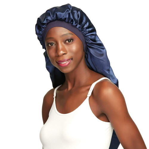 Ekstra stor satinkappe til kr?llet h?r Bliv p? hele natten Navy