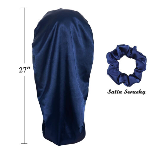 Ekstra stor satinkappe til kr?llet h?r Bliv p? hele natten Navy 2