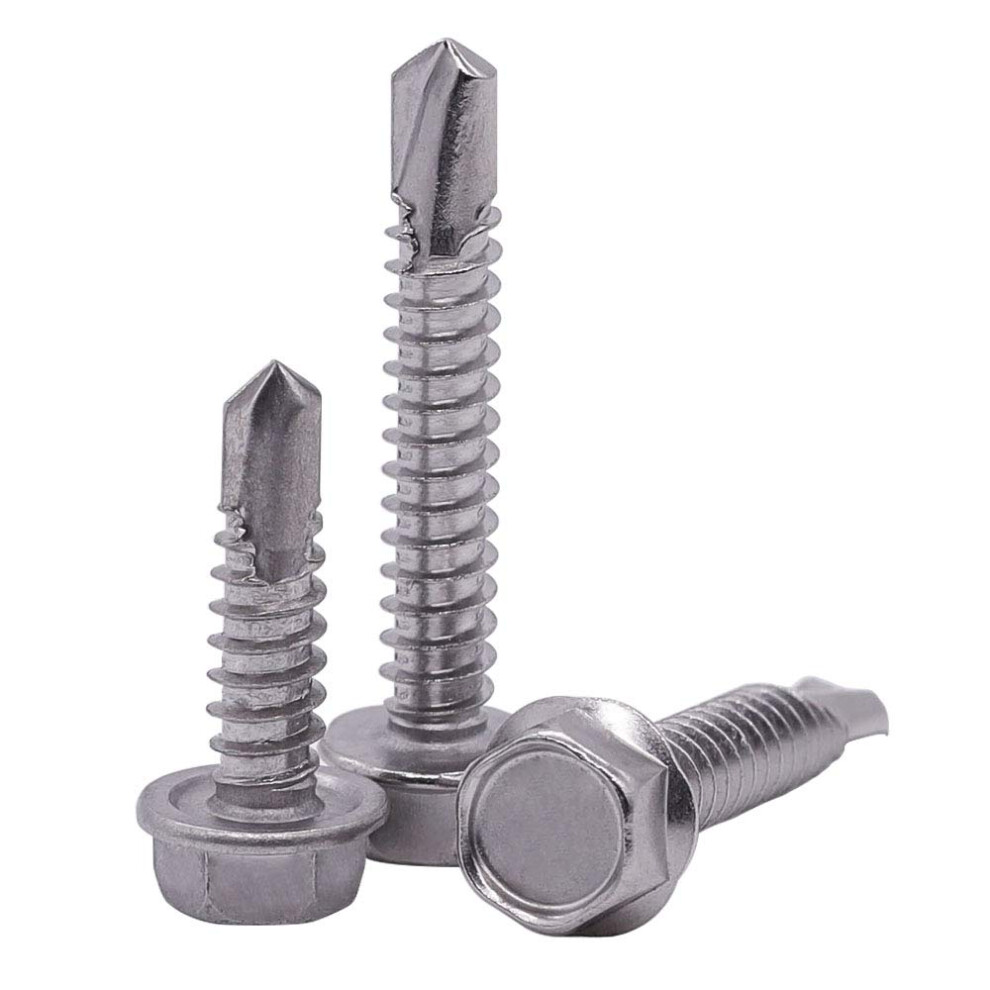 10 x 12 14 to 3 Available Hex Washer Head Self Drilling Screws  Self Tapping Sheet Metal Tek Screws  410 Stainless Steel  100 PcS-image-OPC-PFKY2Q2-NEW