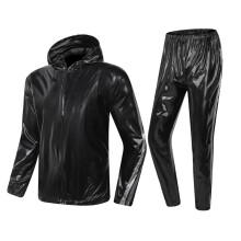 MulYeeh V?gttab sveddragt Heavy Duty Full-Zip Saunadragt Fitness Tr?ning Gym Topbukser med h?tte til m?nd Kvinder
