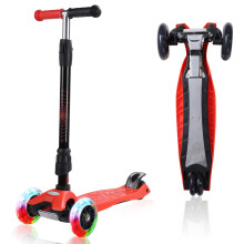 Kick Scooter Barn 3-hjulig Scooter, 4 Höjdjusterbara PU-hjul Extra Bred Plattform Bästa Gåvor till Barn