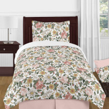 Sweet Jojo Designs Vintage virgos boho lny ktgyas mretu gyerek gynemu paplan szett - 4 rszes - pirost rzsaszn srga zld s fehr kopott e