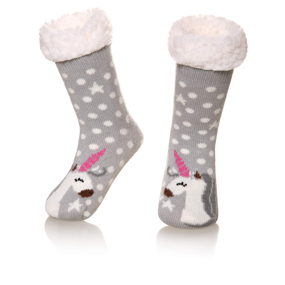 SeeyAN Chaussettes chaudes pour enfants, gar   ons et filles, motif animal mignon, douces,    paisses, en polaire thermique, antid   rapantes, pour la