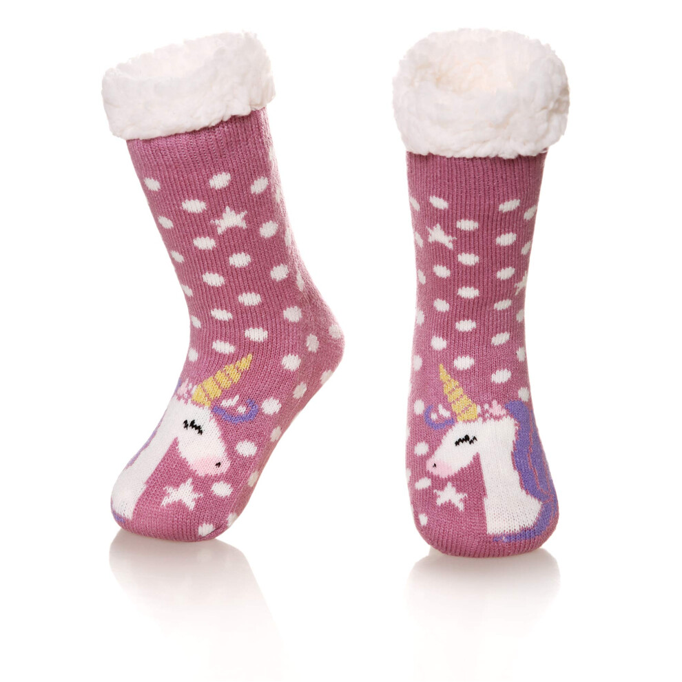 SeeyAN Chaussettes chaudes pour enfants, gar   ons et filles, motif animal mignon, douces,    paisses, en polaire thermique, antid   rapantes, pour la