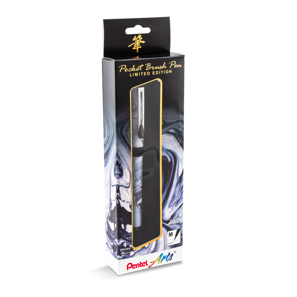 Pentel Arts Limited Edition Pocket Brush  Inking Brush Pen  Marble Wrap (GFKP3F1BPA)